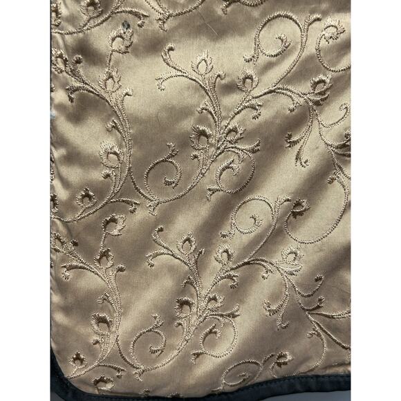 Eddie Bauer Womens Premium Goose Down Vest Womens Medium Tan Embroidered Floral - Picture 7 of 9